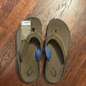 Men's Olukai Ohana Dark Java brown synthetic thong beach surf flip flops 13